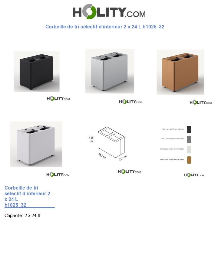Corbeille de tri sélectif d’intérieur 2 x 24 L h1025_32