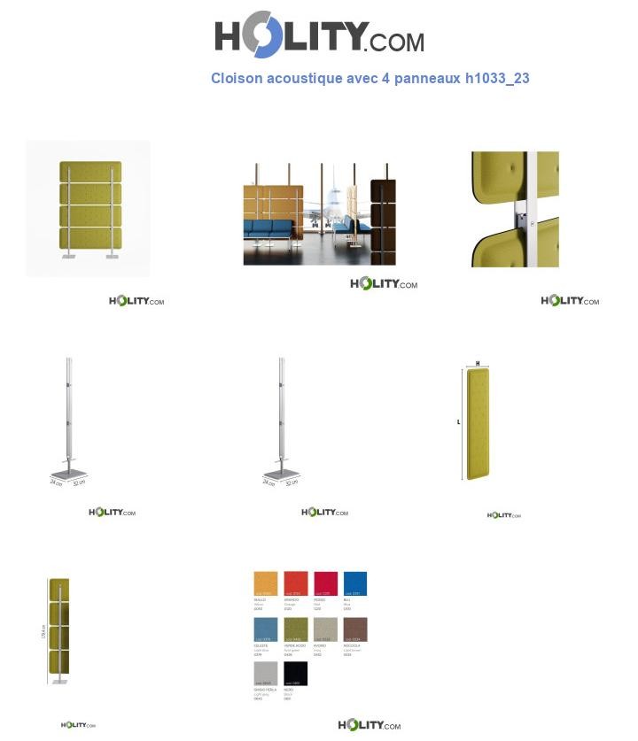 Cloison acoustique avec 4 panneaux h1033_23