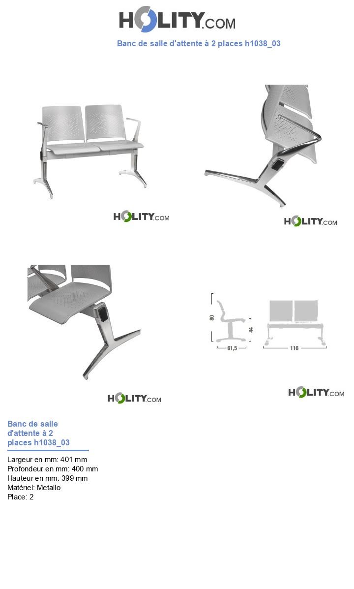 Banc de salle d'attente à 2 places h1038_03