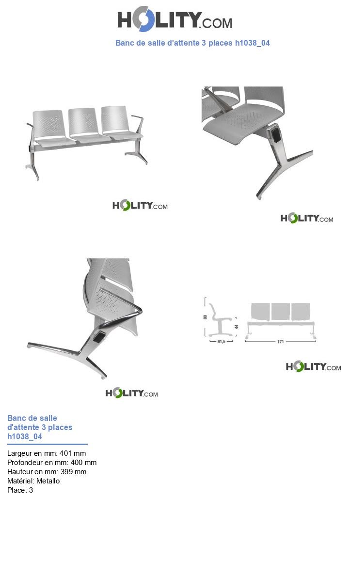 Banc de salle d'attente 3 places h1038_04