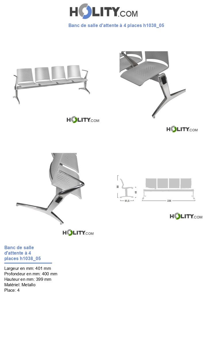 Banc de salle d'attente à 4 places h1038_05