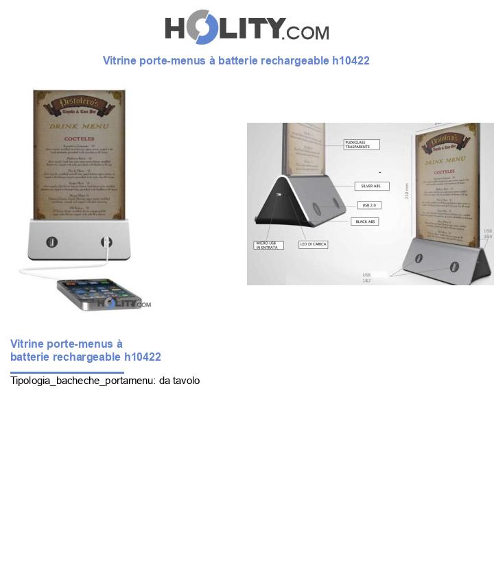 Vitrine porte-menus à batterie rechargeable h10422