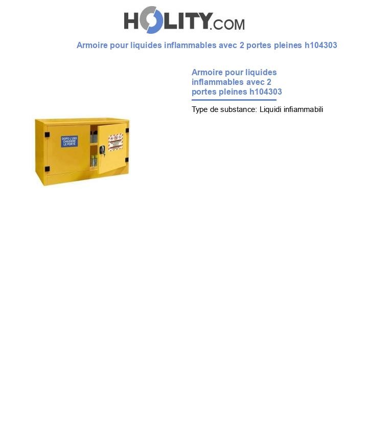 Armoire pour liquides inflammables avec 2 portes pleines h104303
