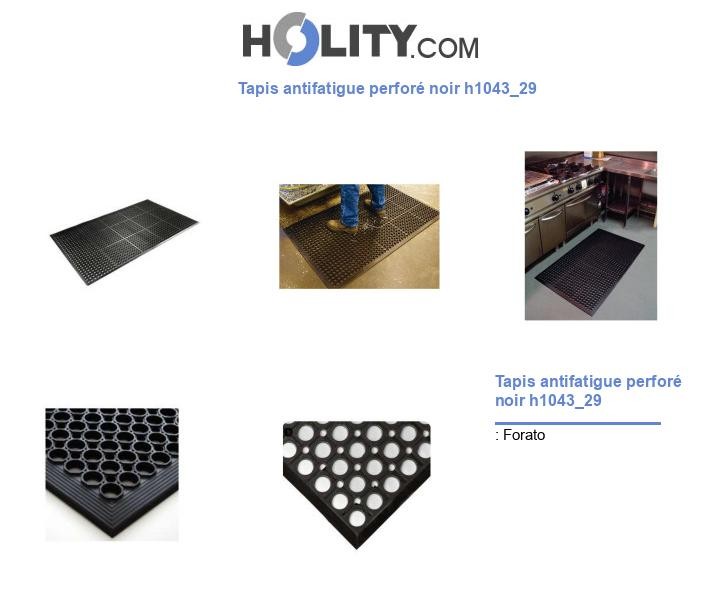 Tapis antifatigue perforé noir h1043_29