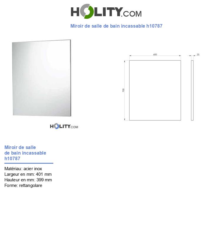 Miroir de salle de bain incassable h10787