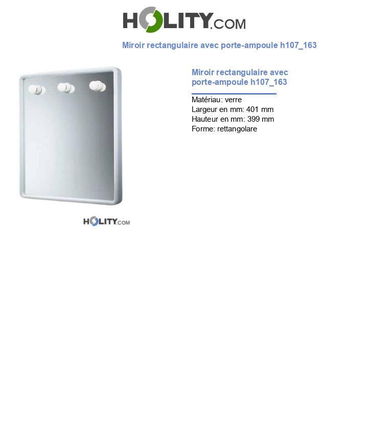 Miroir rectangulaire avec porte-ampoule h107_163