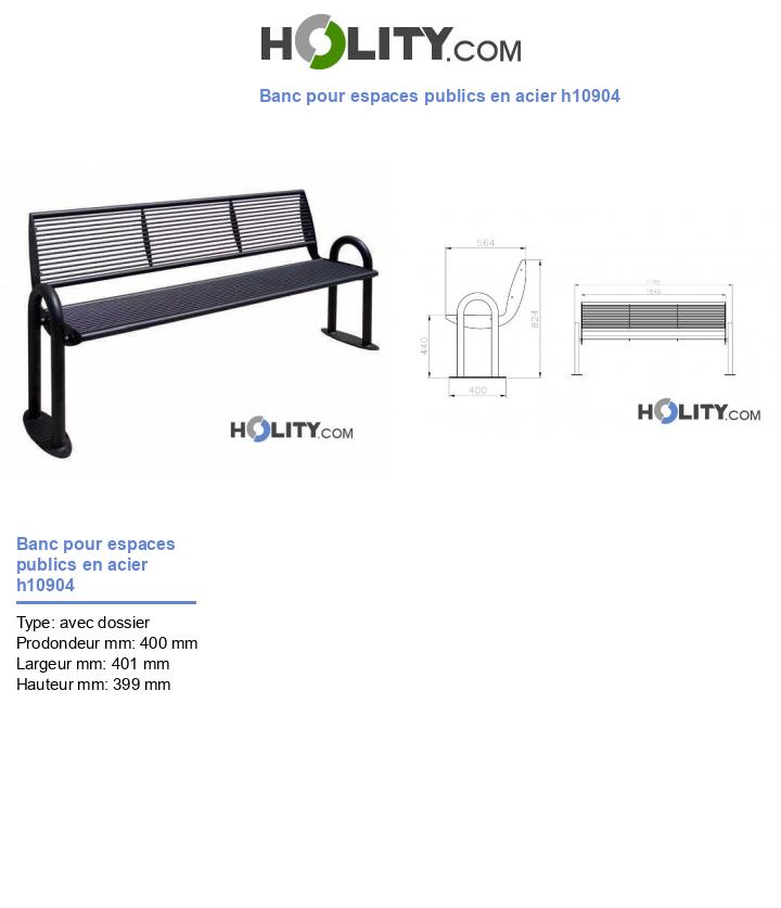 Banc pour espaces publics en acier h10904