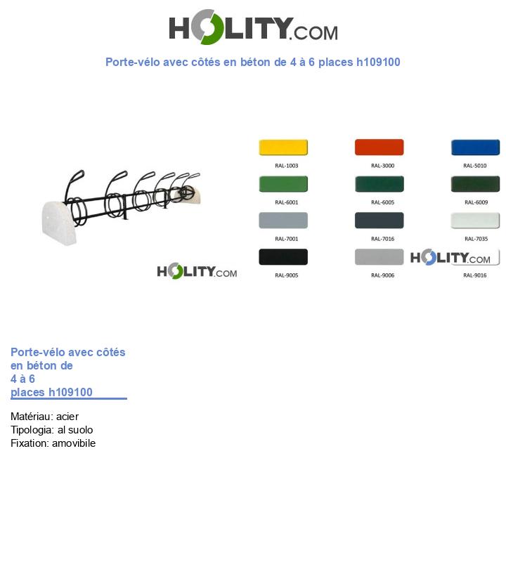 Porte-vélo avec côtés en béton de 4 à 6 places h109100