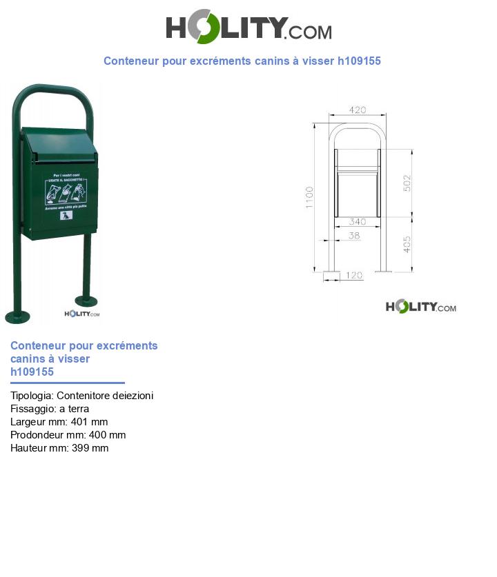 Conteneur pour excréments canins à visser h109155