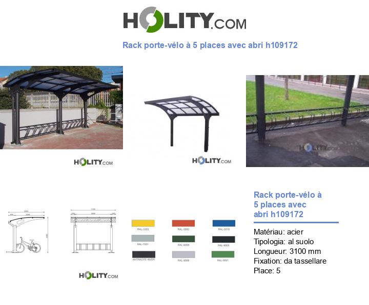 Rack porte-vélo à 5 places avec abri h109172