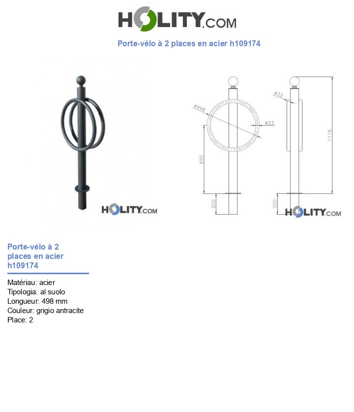 Porte-vélo à 2 places en acier h109174