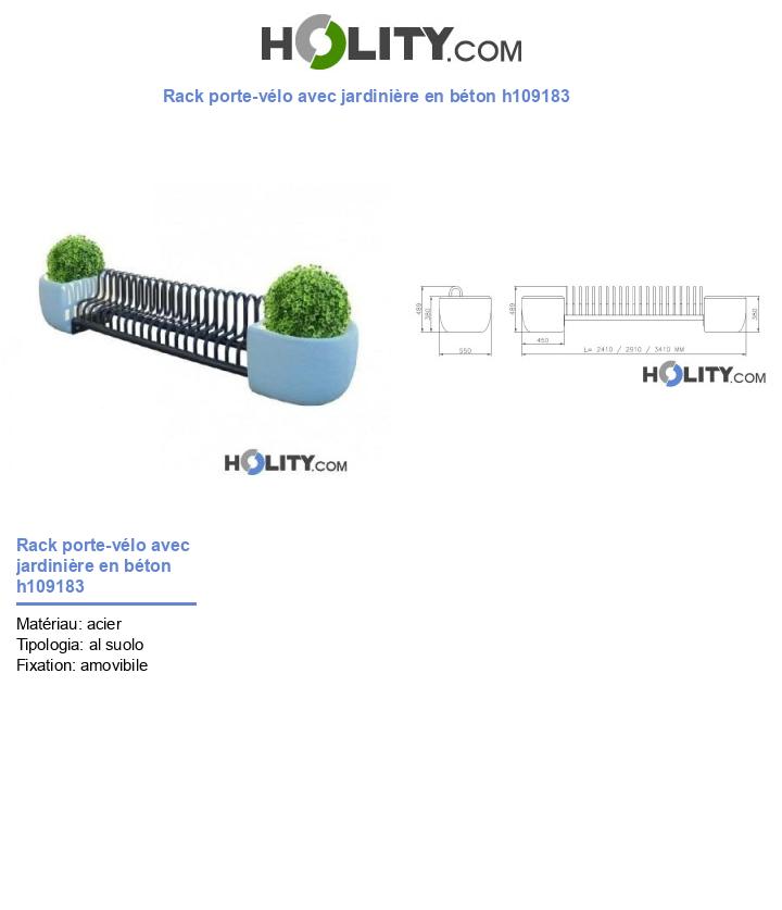 Rack porte-vélo avec jardinière en béton h109183