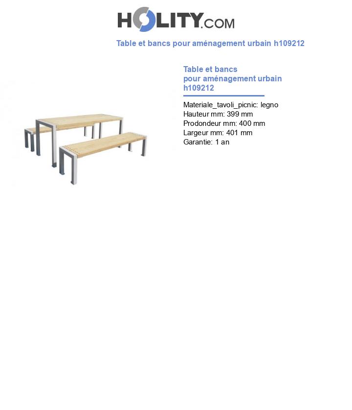 Table et bancs pour aménagement urbain h109212
