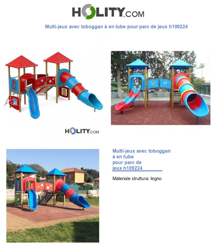 Multi-jeux avec toboggan à en tube pour parc de jeux h109224