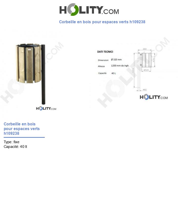 Corbeille en bois pour espaces verts h109238
