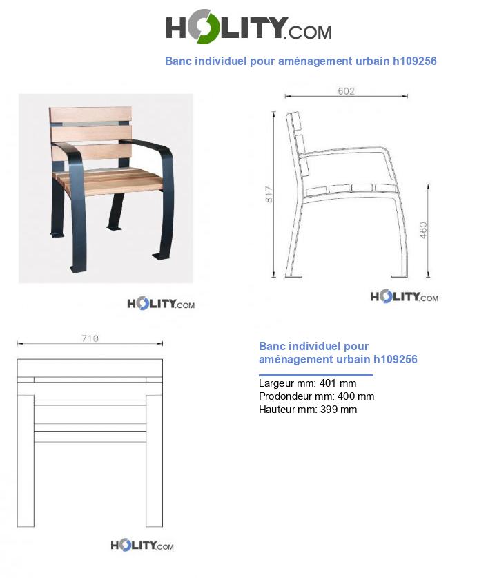 Banc individuel pour aménagement urbain h109256