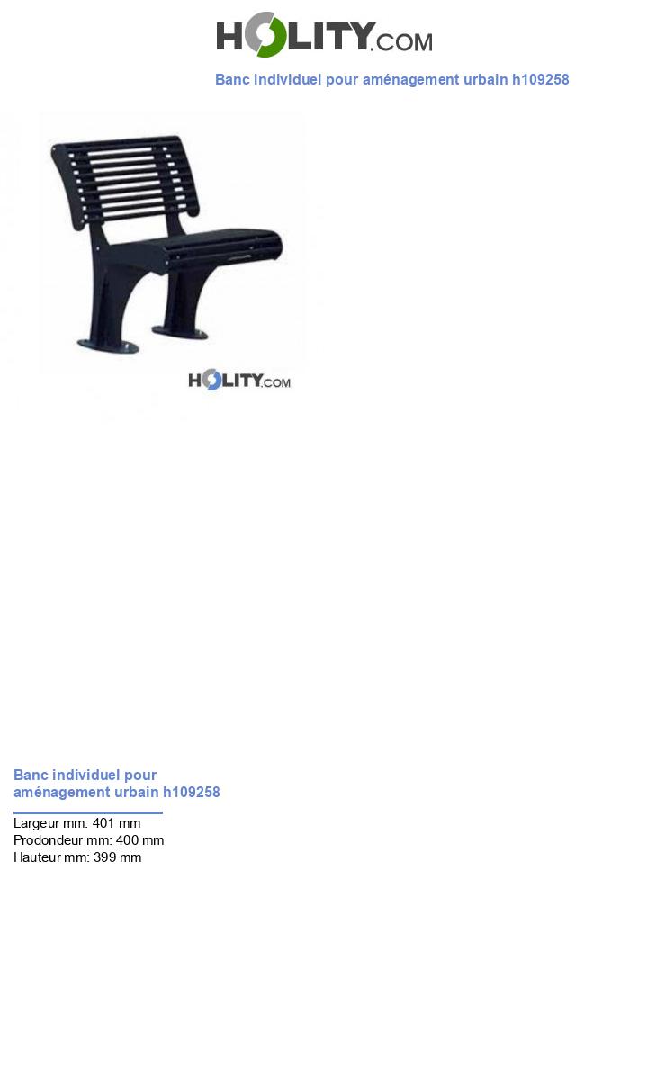 Banc individuel pour aménagement urbain h109258