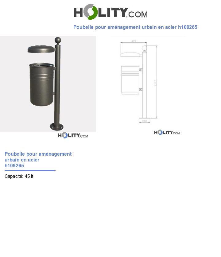 Poubelle pour aménagement urbain en acier h109265