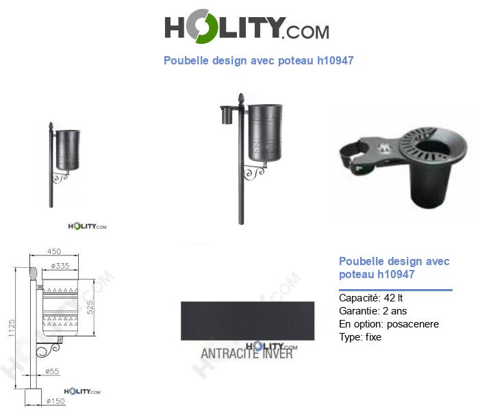 Poubelle design avec poteau h10947