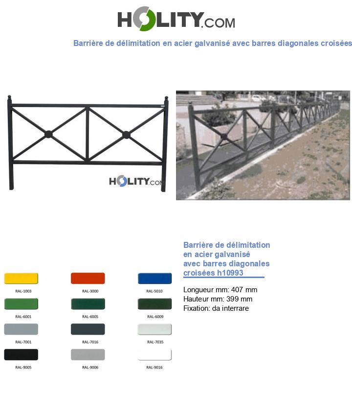 Barrière de délimitation en acier galvanisé avec barres diagonales croisées h10993