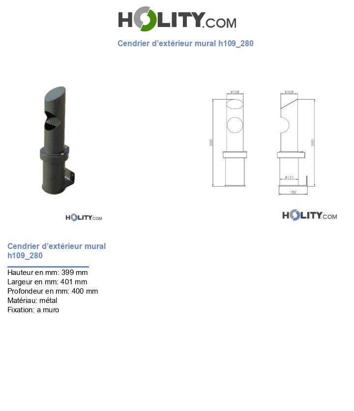 Cendrier d’extérieur mural h109_280