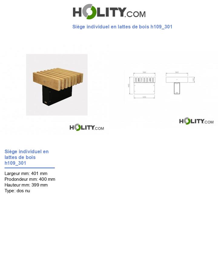 Siège individuel en lattes de bois h109_301