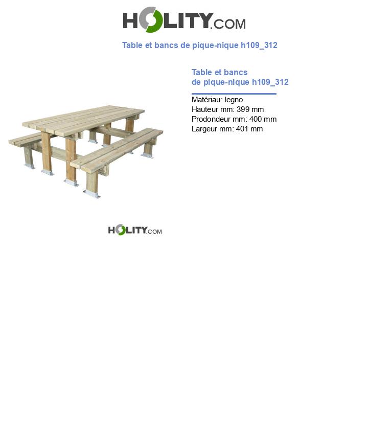 Table et bancs de pique-nique h109_312