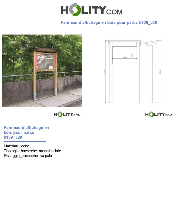 Panneau d’affichage en bois pour parcs h109_320
