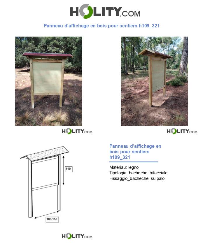 Panneau d’affichage en bois pour sentiers h109_321