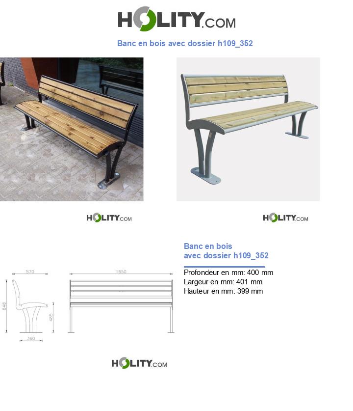 Banc en bois avec dossier h109_352