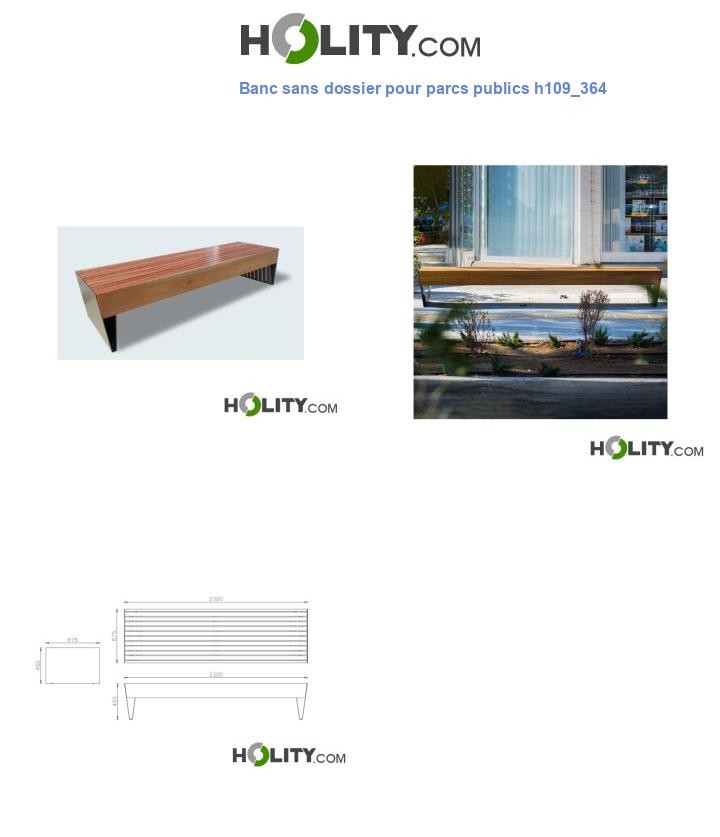 Banc sans dossier pour parcs publics h109_364