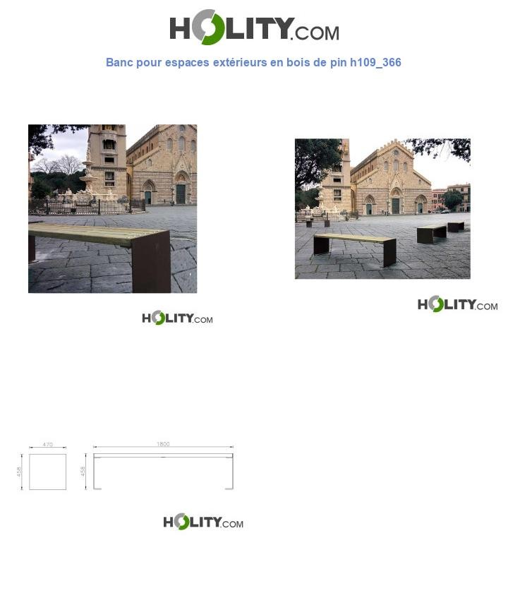 Banc pour espaces extérieurs en bois de pin h109_366