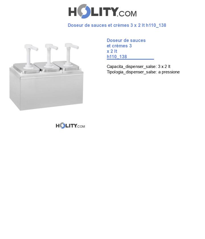 Doseur de sauces et crèmes 3 x 2 lt h110_138