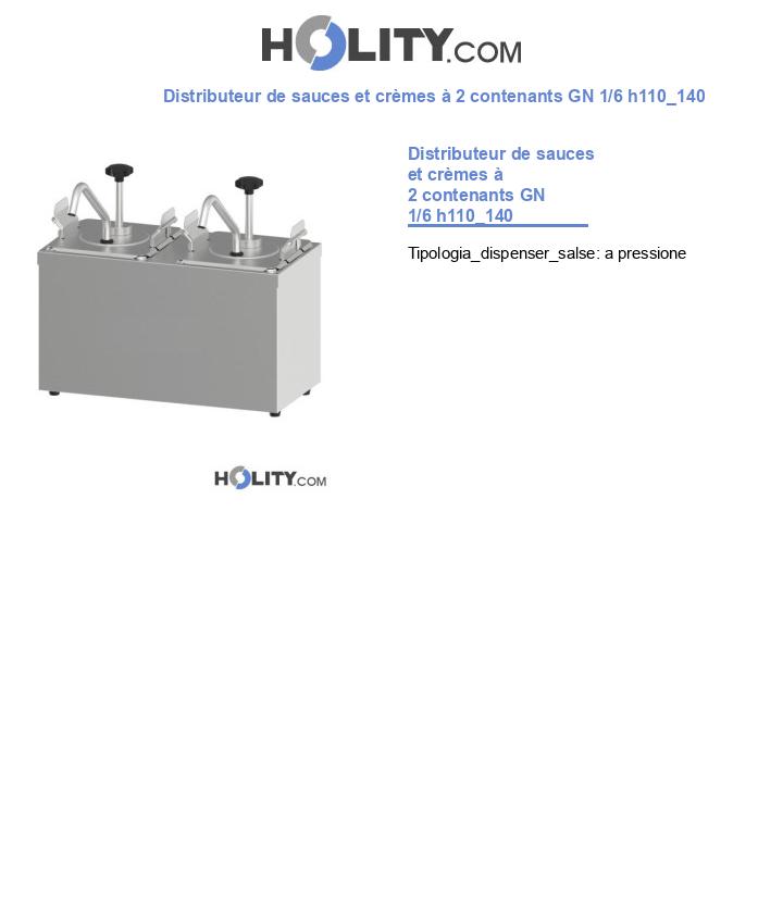 Distributeur de sauces et crèmes à 2 contenants GN 1/6 h110_140