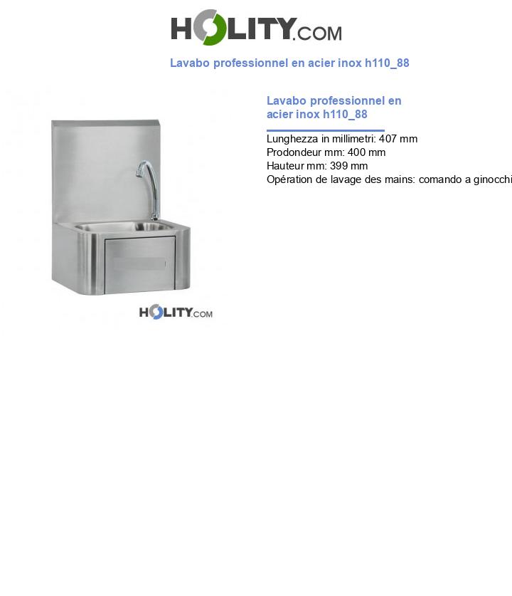 Lavabo professionnel en acier inox h110_88