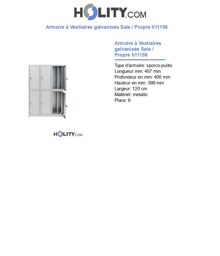 Armoire à Vestiaires galvanisée Sale / Propre h11156