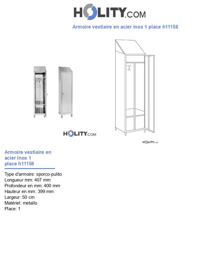 Armoire vestiaire en acier inox 1 place h11158