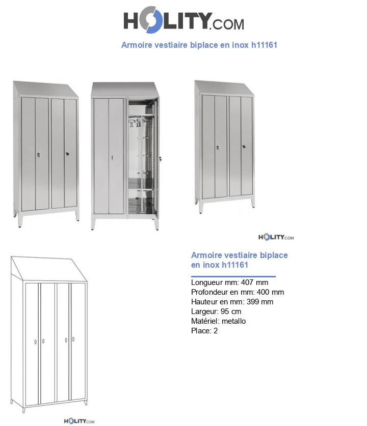 Armoire vestiaire biplace en inox h11161