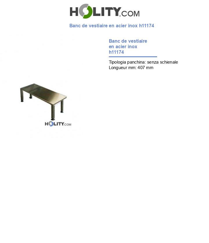 Banc de vestiaire en acier inox h11174