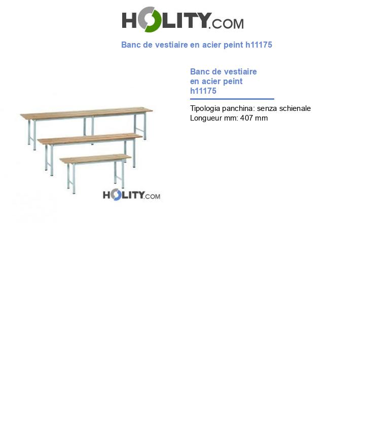 Banc de vestiaire en acier peint h11175