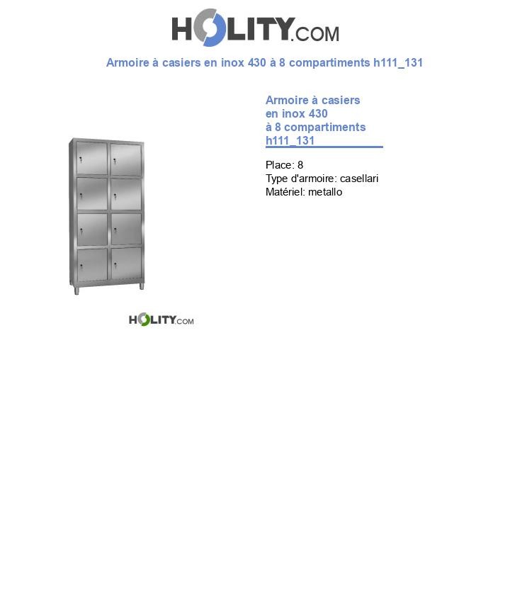 Armoire à casiers en inox 430 à 8 compartiments h111_131