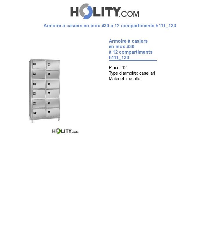 Armoire à casiers en inox 430 à 12 compartiments h111_133