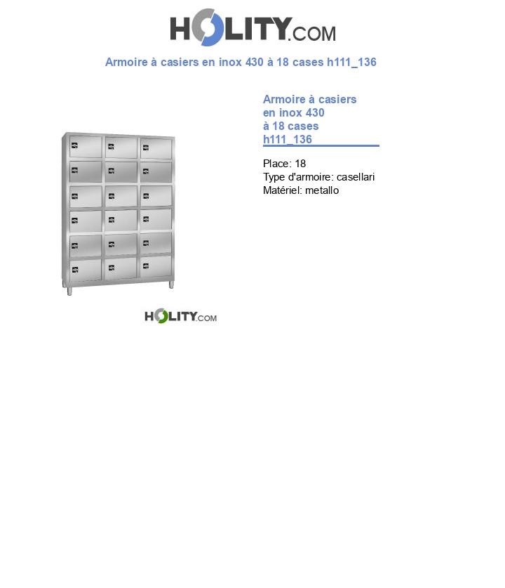 Armoire à casiers en inox 430 à 18 cases h111_136