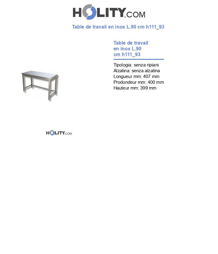 Table de travail en inox L.90 cm h111_93