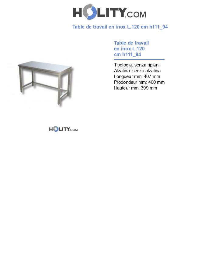 Table de travail en inox L.120 cm h111_94