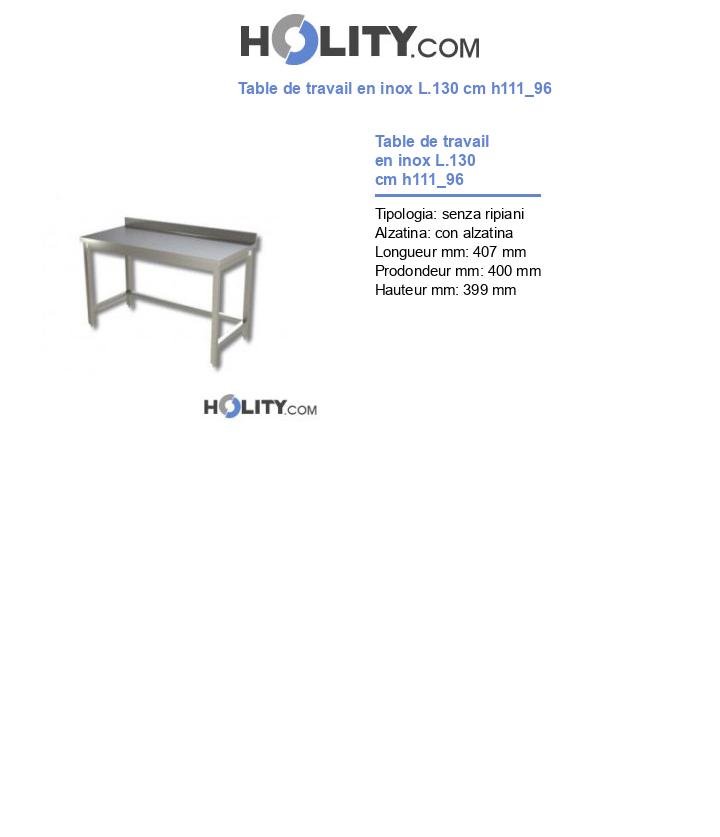 Table de travail en inox L.130 cm h111_96