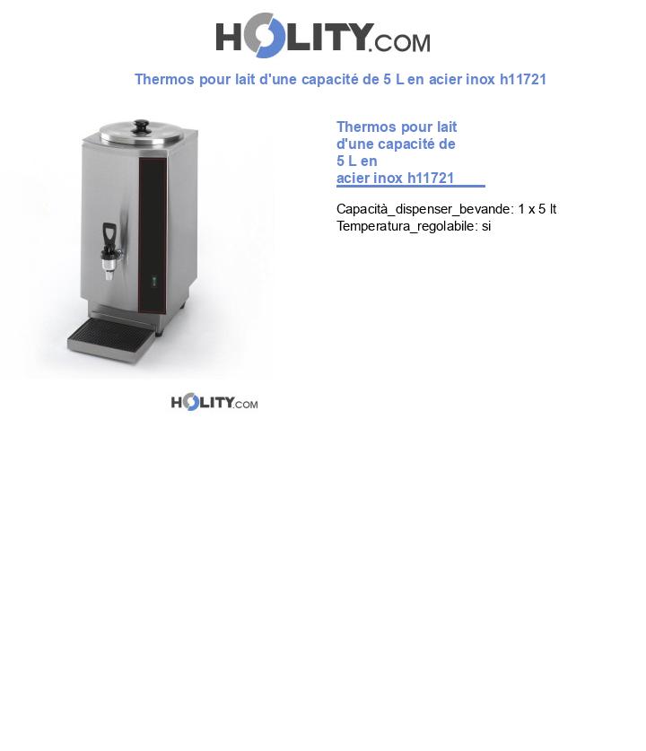 Thermos pour lait d'une capacité de 5 L en acier inox h11721