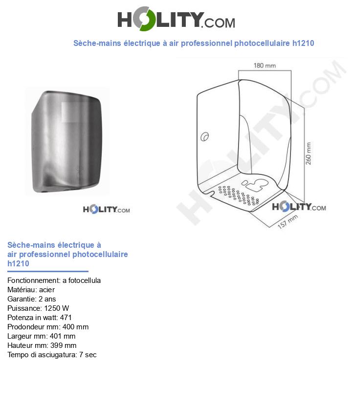 Sèche-mains électrique à air professionnel photocellulaire h1210