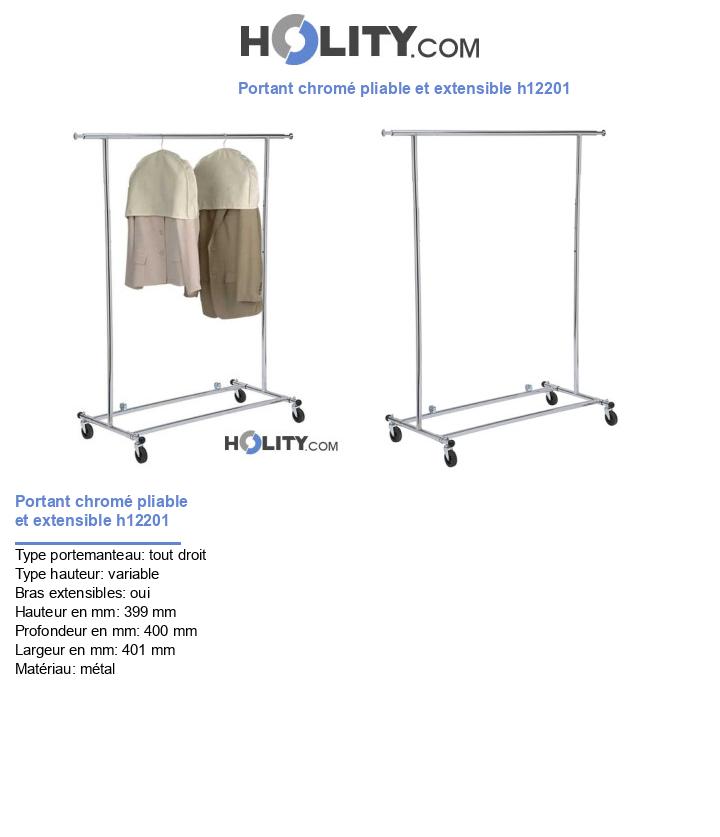 Portant chromé pliable et extensible h12201