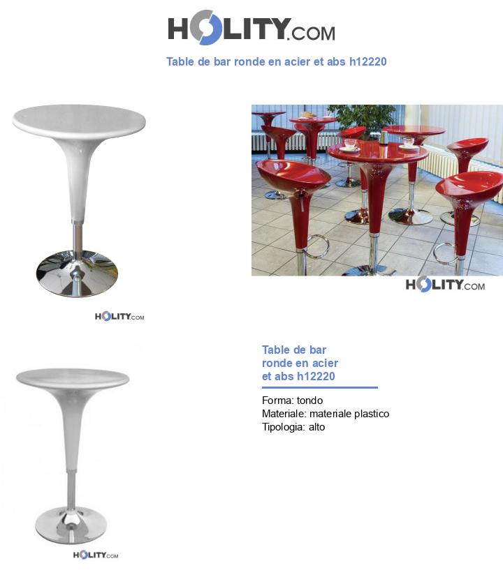 Table de bar ronde en acier et abs h12220